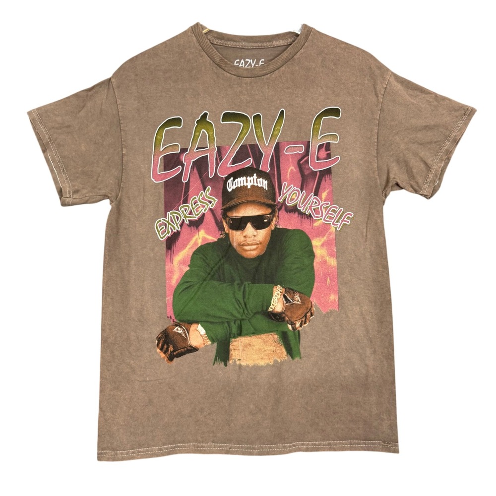 Eazy-E T Shirt Mens Medium Brown Express Yourself‎ Compton Rap Hip Hop Graphic